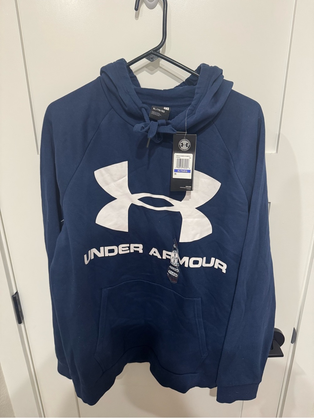 Under Armour Men's Navy Crewneck Hoodie with White Logo